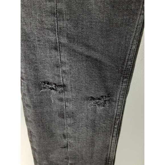 Zara Woman Black Denim Cropped Skinny Jeans Distressed Step Hem Stretch 4 - Picture 5 of 7